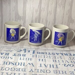 Set of 3 Vintage Morton Salt Coffee Mugs 1914 1956 1968 “When It Rains It Pours”